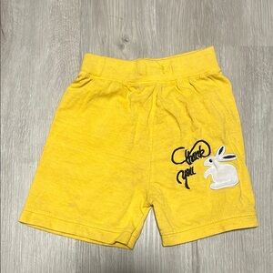 Yellow Kids Shorts with Bunny Design